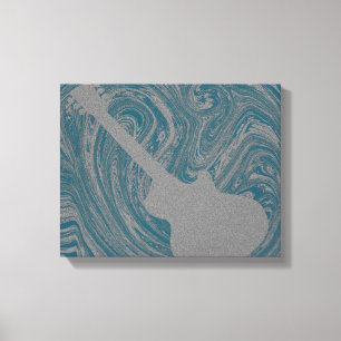 Grunge Guitar Swirls Canvas Print, Blauwgroen Afdruk