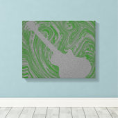 Grunge Guitar Swirls Canvas Print, Green Afdruk (Insitu (Houten vloer))