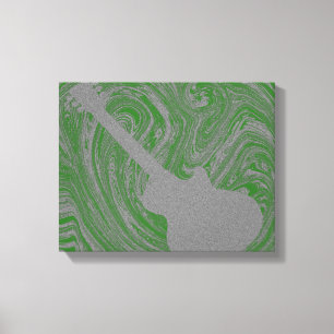 Grunge Guitar Swirls Canvas Print, Green Afdruk