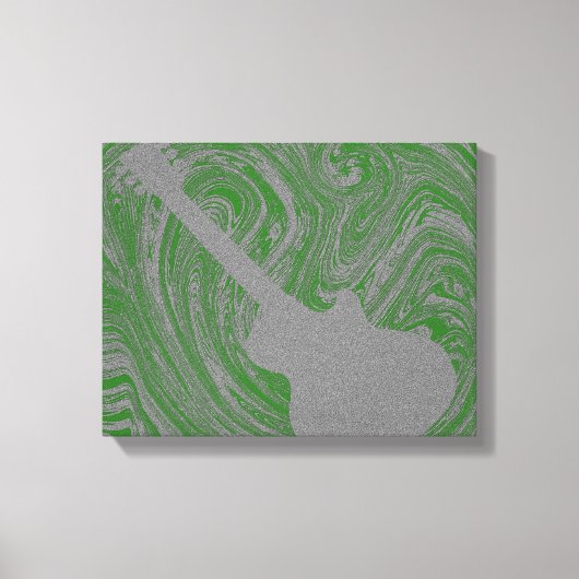 Grunge Guitar Swirls Canvas Print, Green Afdruk (Voorkant)