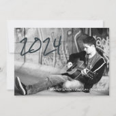 Grunge Guy Afstudeerder High School College Foto Aankondiging (Voorkant)