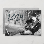 Grunge Guy Afstudeerder High School College Foto Aankondiging (Voorkant / Achterkant)