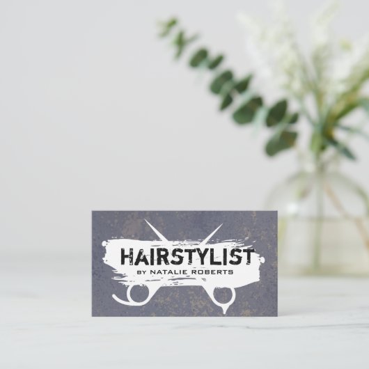 Grunge Haarstylist Scissors Visitekaartje (Staand voorkant)