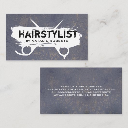 Grunge Haarstylist Scissors Visitekaartje (Voorkant / Achterkant)