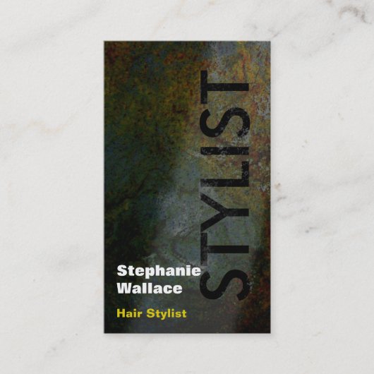 Grunge Hair Stylist Visitekaartje Black Yellow (Voorkant)