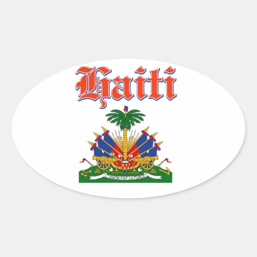 Grunge Haïti wapen design Ovale Sticker (Voorkant)