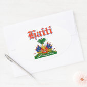Grunge Haïti wapen design Ovale Sticker (Envelop)