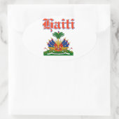 Grunge Haïti wapen design Ovale Sticker (Tas)