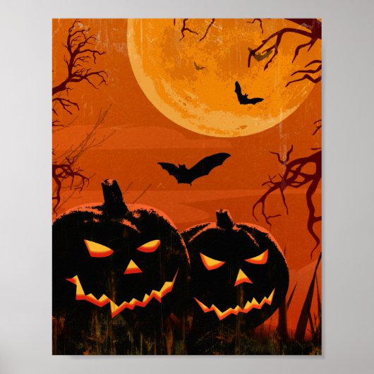 Grunge Halloween Black Spooky Lantaarns Poster (Voorkant)