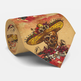 Grunge, halloween, schedel, mexicaans pet, dag van stropdas