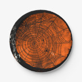 Grunge Halloween Spiderwebs Papieren Bordje (Voorkant)