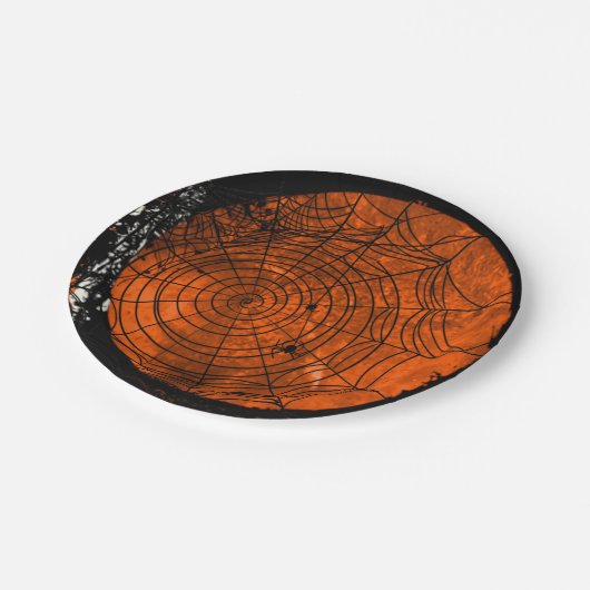 Grunge Halloween Spiderwebs Papieren Bordje (Gekanteld)