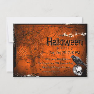 Grunge Halloween Spinnenwebben, Raaf & Schedel Kaart