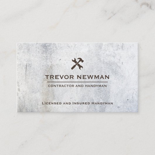 Grunge Handyman Carpenter Gereedschap Beton Visitekaartje (Voorkant)