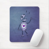 Grunge Happy Singing Retro Robot Muismat (Met muis)