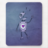 Grunge Happy Singing Retro Robot Muismat (Voorkant)