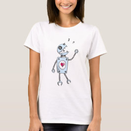 Grunge Happy Singing Robot Vrouw T-shirt