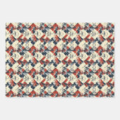 Grunge Harlequin Diamantpatroon Rood en Marine Inpakpapier Vel (Voorkant 3)