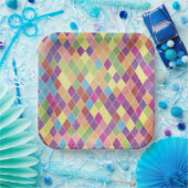 Grunge Harlequin Pattern Papieren Bordje (Feest)