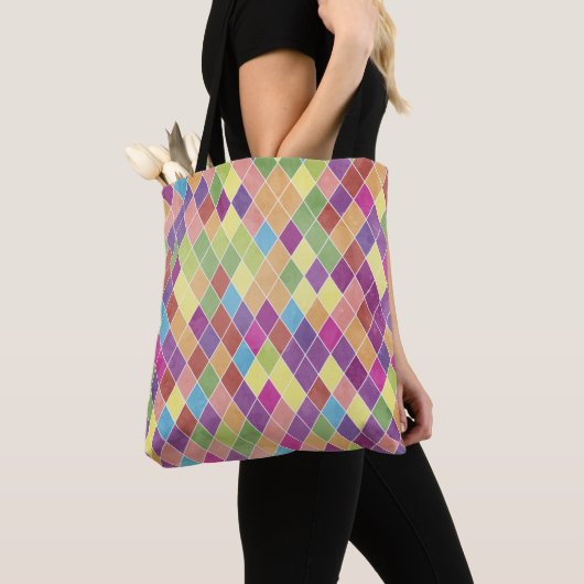Grunge Harlequin Pattern Tote Bag (Dichtbij)