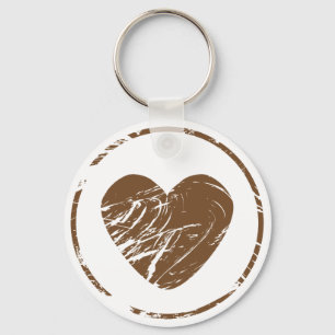 Grunge Hart Bruin En Wit Huwelijk Liefde Sleutelhanger