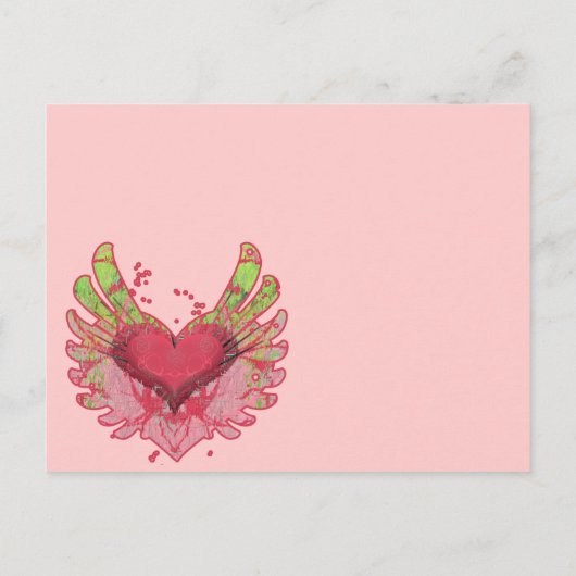 Grunge Hart Raspberry Roze Huwelijksuitnodiging Uitnodiging Briefkaart (Achterkant)