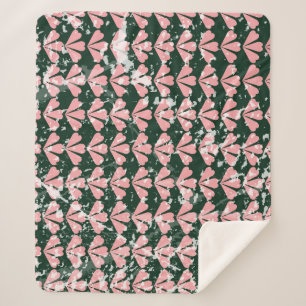 Grunge harten en bloemen patroon. sherpa deken