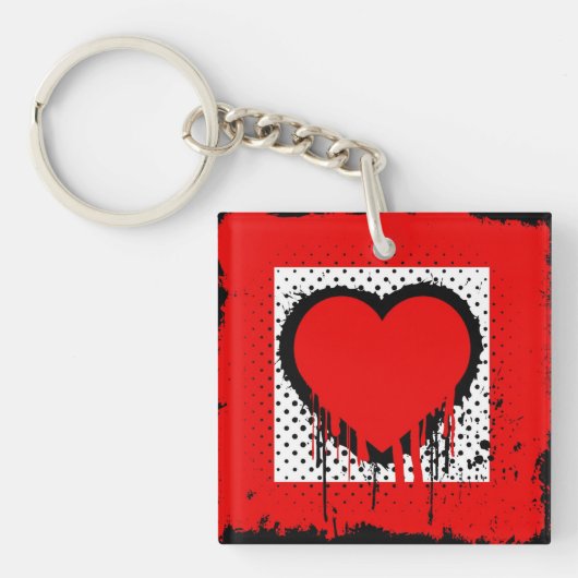 Grunge hartslag sleutelhanger (voorkant)