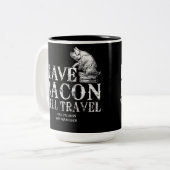 Grunge have Bacon will Travel Tweekleurige Koffiemok (Voorkant links)