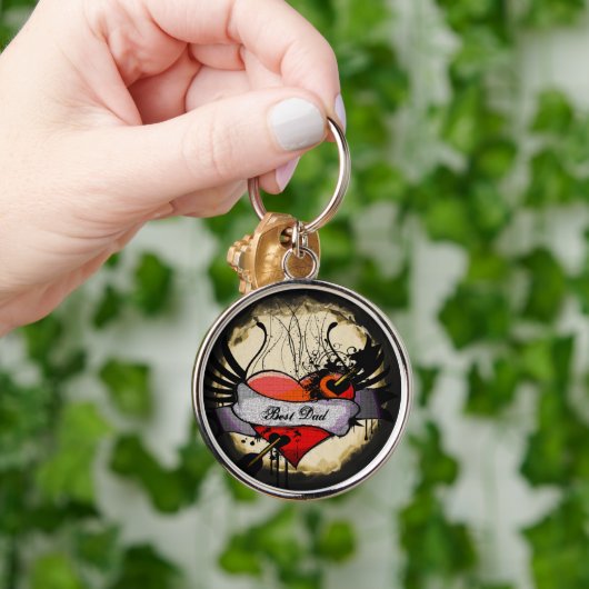 Grunge Heart Best Dad Sleutelhanger (Hand)
