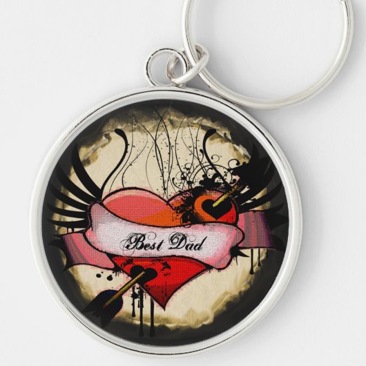 Grunge Heart Best Dad Sleutelhanger (Voorkant)