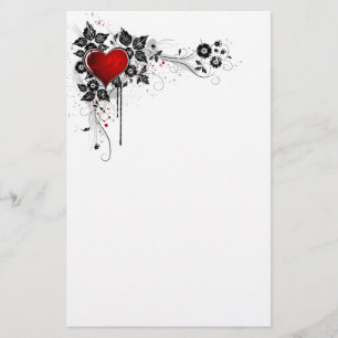 Grunge Heart en Flowers Briefpapier