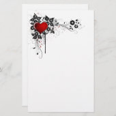 Grunge Heart en Flowers Briefpapier (Voorkant / Achterkant)