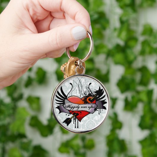 Grunge Heart, gelukkig altijd na Honeymoon Sleutel Sleutelhanger (Hand)