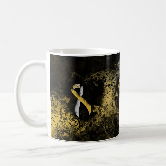 Grunge Heart met Gold en Silver Ribbon Koffiemok (Links)