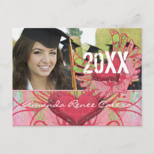 Grunge Hearts Class of Graduation Invitations Briefkaart