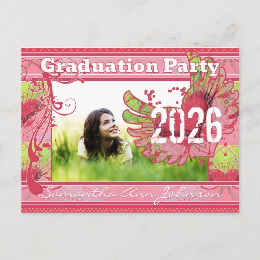 Grunge Hearts Class of Graduation Invitations Briefkaart (Voorkant)