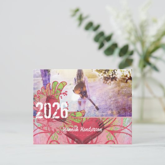 Grunge Hearts Class of Graduation Invitations Uitnodiging Briefkaart (Staand voorkant)