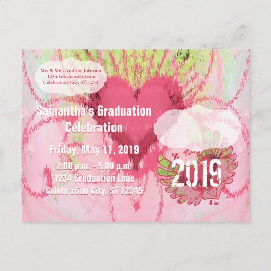 Grunge Hearts Class of Graduation Invitations Uitnodiging Briefkaart (Achterkant)
