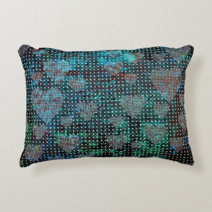 Grunge Hearts Stippen Rood Groen Blauw Wit Contras Accent Kussen
