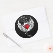 Grunge Hearts Wings Ronde Sticker (Envelop)