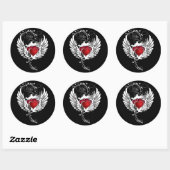 Grunge Hearts Wings Ronde Sticker (Vel)