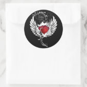 Grunge Hearts Wings Ronde Sticker (Tas)