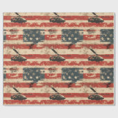 Grunge Helikopter Amerikaanse Vlag Cadeaupapier (Vlak)