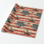Grunge Helikopter Amerikaanse Vlag Cadeaupapier (Uitgerold)