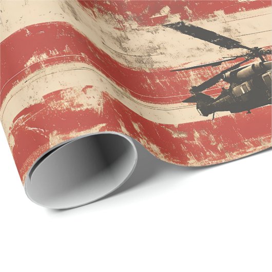Grunge Helikopter Amerikaanse Vlag Cadeaupapier (Rol Hoek)