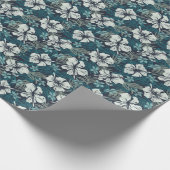 Grunge Hibiscus, Tropisch bloembehang. Cadeaupapier (Hoek)