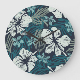 Grunge Hibiscus, Tropisch bloembehang. Grote Klok