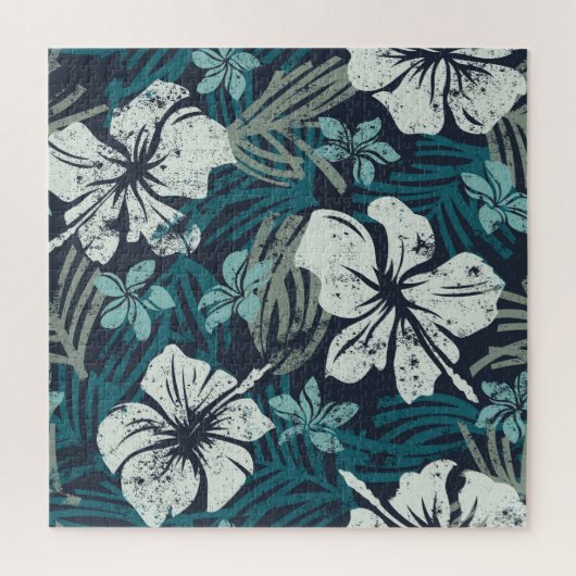 Grunge Hibiscus, Tropisch bloembehang. Legpuzzel (Verticaal)