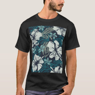 Grunge Hibiscus, Tropisch bloembehang. T-shirt